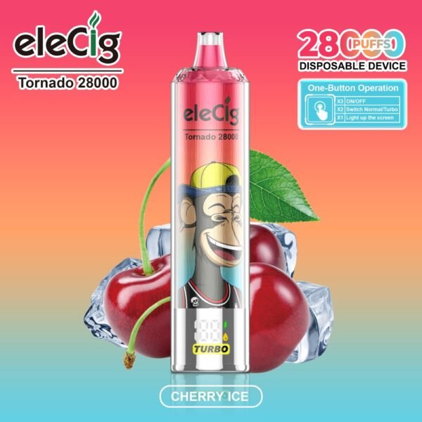 eleCig Tornado 28000 28k Puffs Disposable Vape Cherry Ice Flavor Wholesale