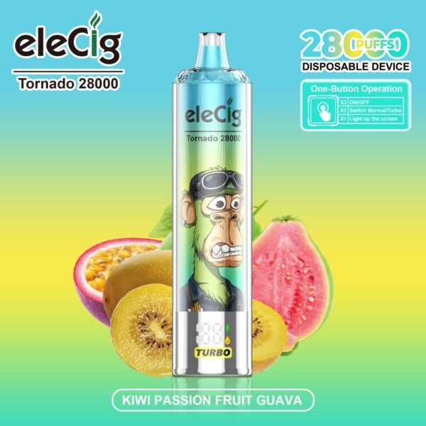 eleCig Tornado 28000 28k Puffs Disposable Vape Kiwi Passion Fruit Guava Flavor Wholesale