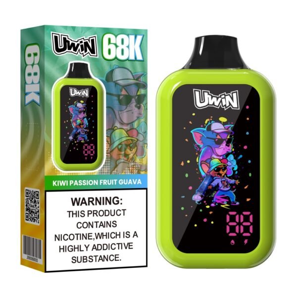 Uwin Digital Box 68K puffs disposable vape in Kiwi Passion Fruit Guava flavor with packaging box