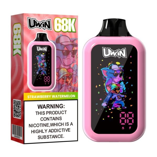 Uwin Digital Box 68K puffs disposable vape in Strawberry Watermelon flavor with packaging box