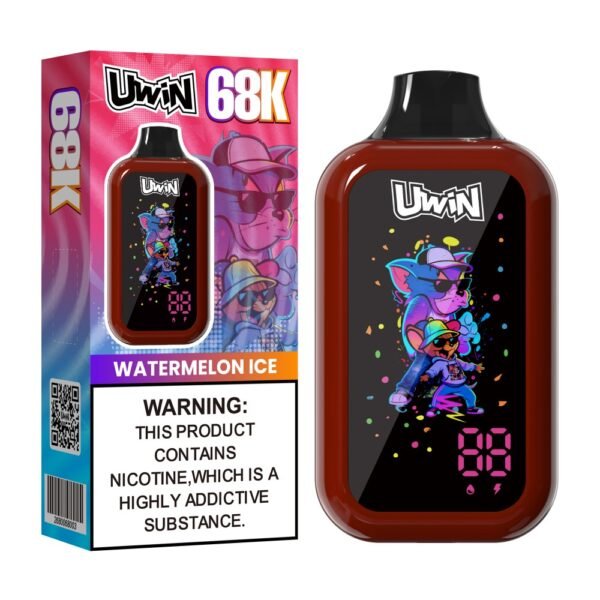 Uwin Digital Box 68K puffs disposable vape in Watermelon Ice flavor with packaging box